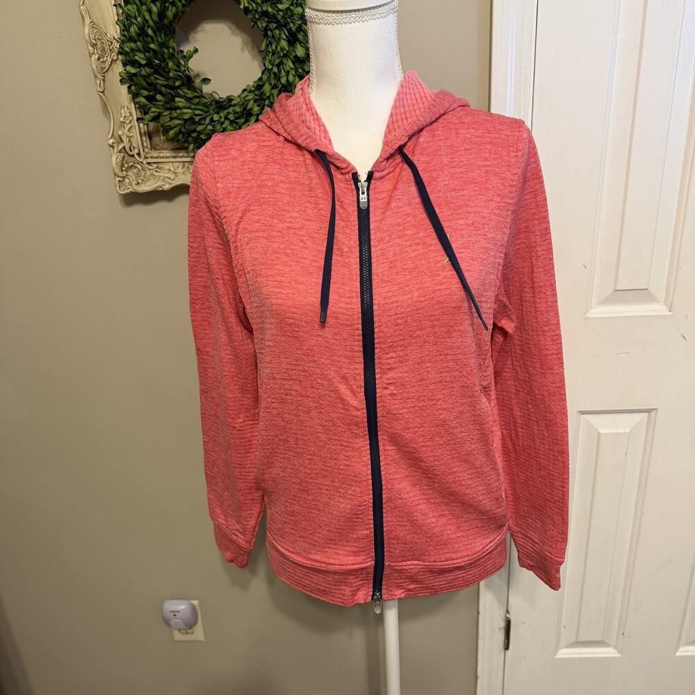 peter millar womens full zip hooded hoodie drawstring zip pockets pink M